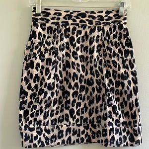 French Connection Leopard Print Cotton Pencil Skirt with Pockets